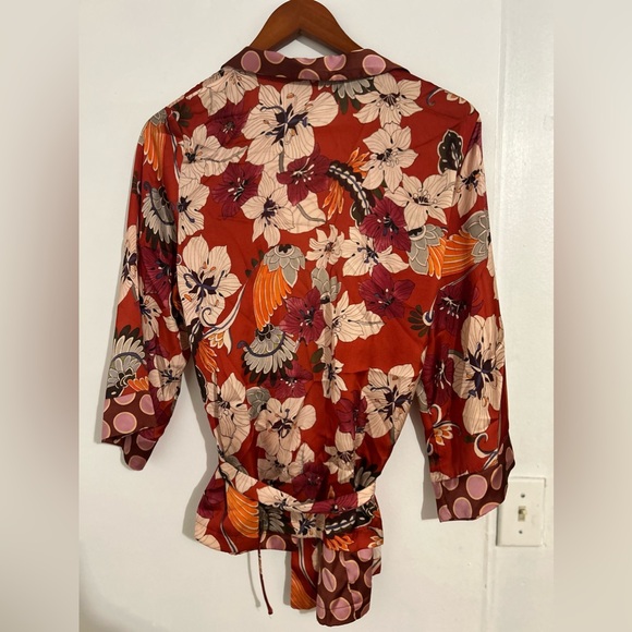 Zara Flower print silky blouse multi color - Picture 4 of 4